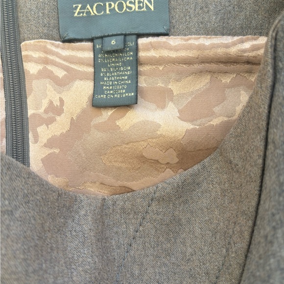 Zac Posen Grey Brown Wool Blend Stripe Shift Dress - Picture 7 of 11